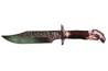 ALASKA HUNTER (ALASKA I) - Krásný lovecký nůž, který získal cenu na výstavě Nůž-Knife-Messer 1996 v Praze. Čepel z uhlíkatého damasku je dlouhá 15 cm, s hlubokou rytinou p.Makovičky. Stříbrné kování p.Mojžíš, návrh p.Maďarič. Rukojeť z jeleního parohu je dlouhá 15 cm, celková délka nože je 30 cm. Kožená zdobená pochva.